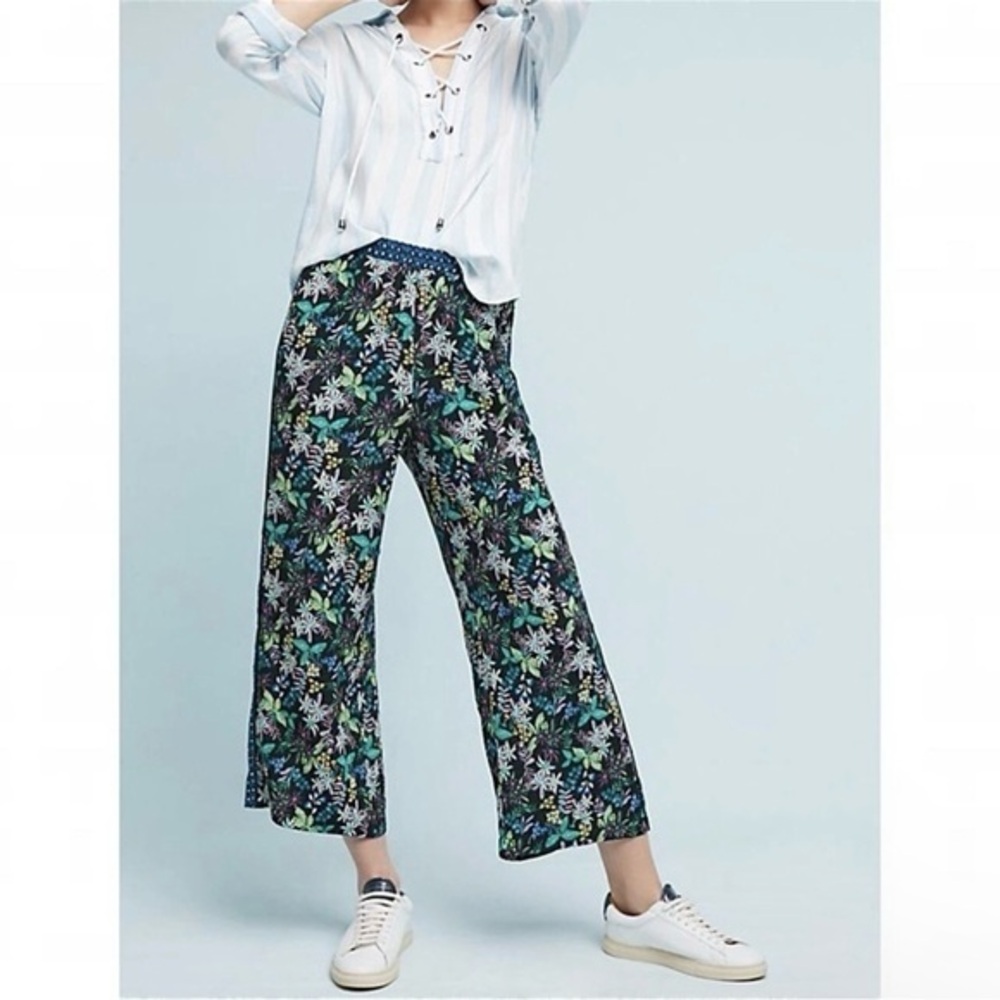 Anthropologie ett:twa Women's Rousseau Wide Leg Floral Crop Pants Size Small - Picture 2 of 10